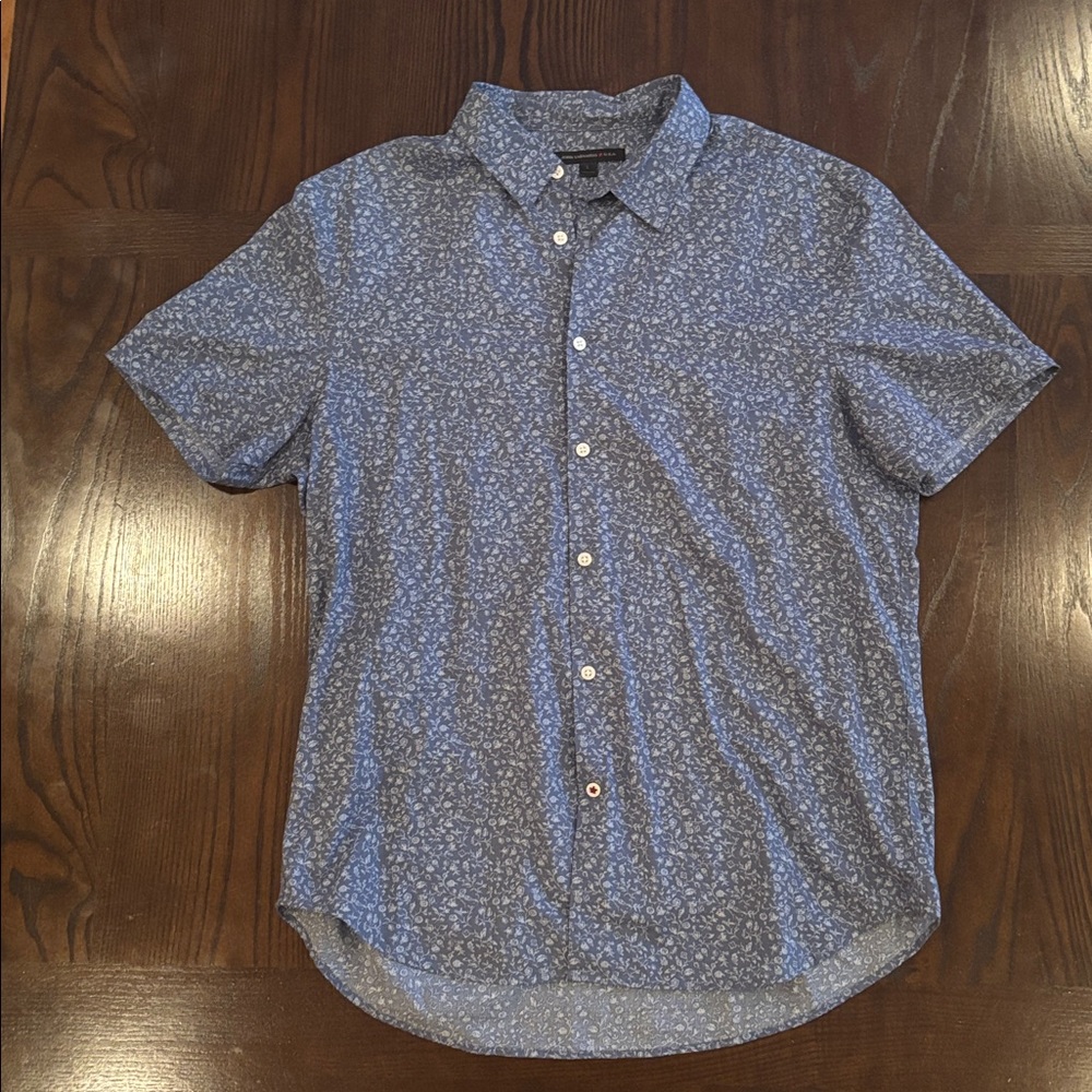 John Varvatos USA Floral Button Up Slim Men’s Blue Large